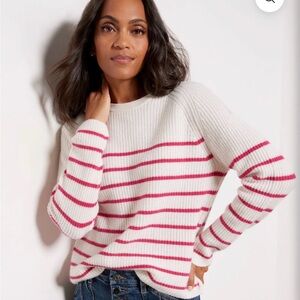 Evereve Cashmere Striped Pink and White Women's Sweater Small New